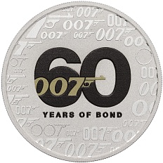 1 доллар 2022 года Тувалу «Джеймс Бонд — Агент 007 (60-летие выхода первого фильма)» (Цветное покрытие) — Фото №1