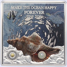 Медаль (жетон) 2023 года Таиланд «Прекрасный мир океана» (Серебро) в слабе NGC (PF70) — Фото №1