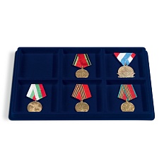 Планшет на 6 ячеек 95х95 для медалей, орденов и знаков отличия (упаковка 2 штуки), Синий, LEUCHTTURM, 363051 — Фото №1