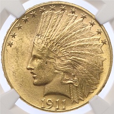 10 долларов 1911 года США — в слабе NGC (MS62) — Фото №1