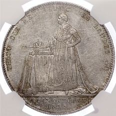 1 талер 1825 года Бавария «Коронация Людвига I» — в слабе NGC (MS62) — Фото №1