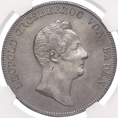 1 талер 1832 года Баден «Посещение монетного двора» — в слабе NGC (MS60) — Фото №2
