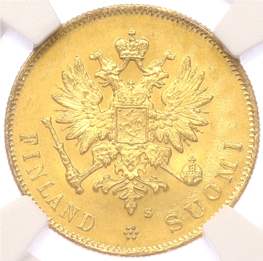 10 марок 1913 года Русская Финляндия — в слабе NGC (MS66) — Фото №2