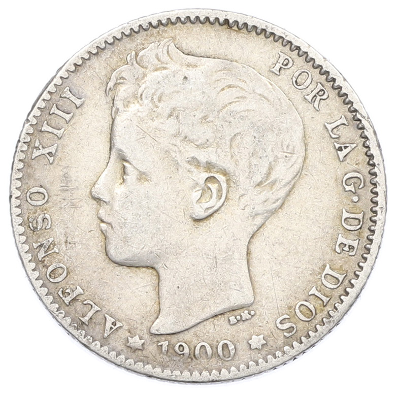 1 песета 1900 года Испания — Фото №1