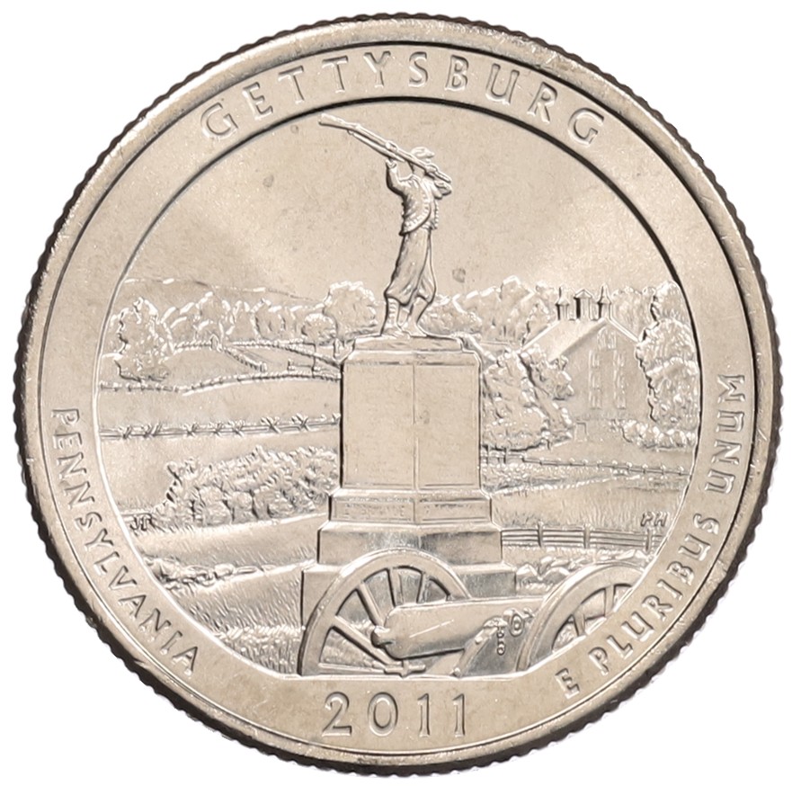 1/4 доллара (25 центов) 2011 года P США «Национальные парки — №6 Национальный парк Геттисберг» — Фото №1