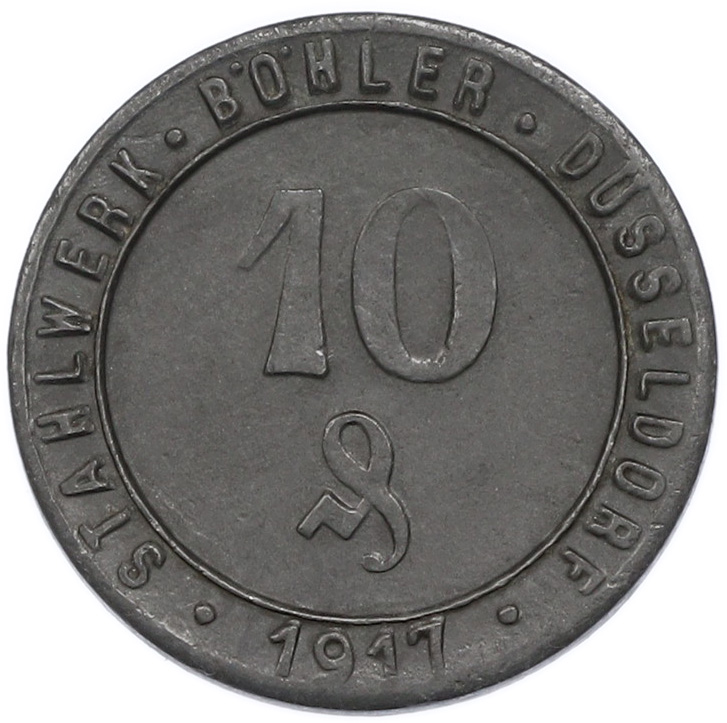 10 пфеннигов 1917 года Германия — город Дюссельдорф (Нотгельд) — Фото №2