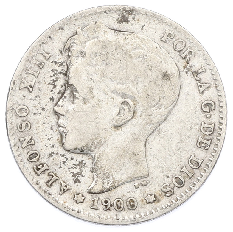 1 песета 1900 года Испания — Фото №1