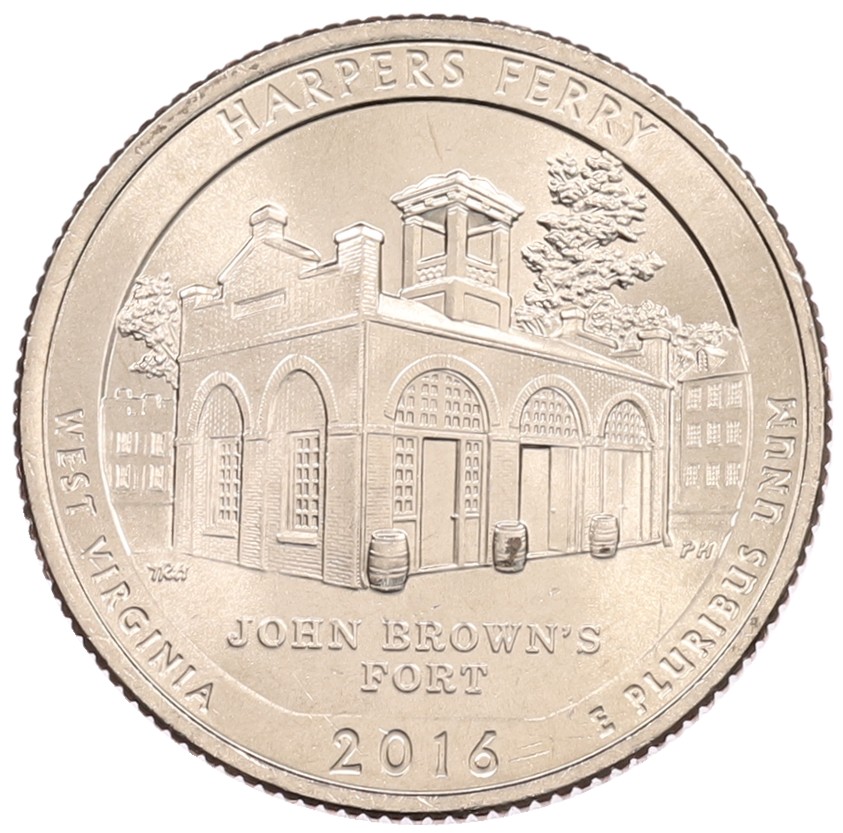 1/4 доллара (25 центов) 2016 года D США «Национальные парки — №33 Харперс Ферри» — Фото №1