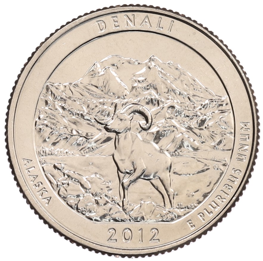1/4 доллара (25 центов) 2012 года D США «Национальные парки — №15 Национальный парк Денали» — Фото №1