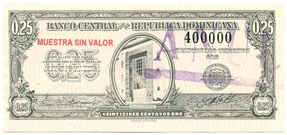 25 сентаво 1961 года Доминиканская республика (Образец) — Фото №1