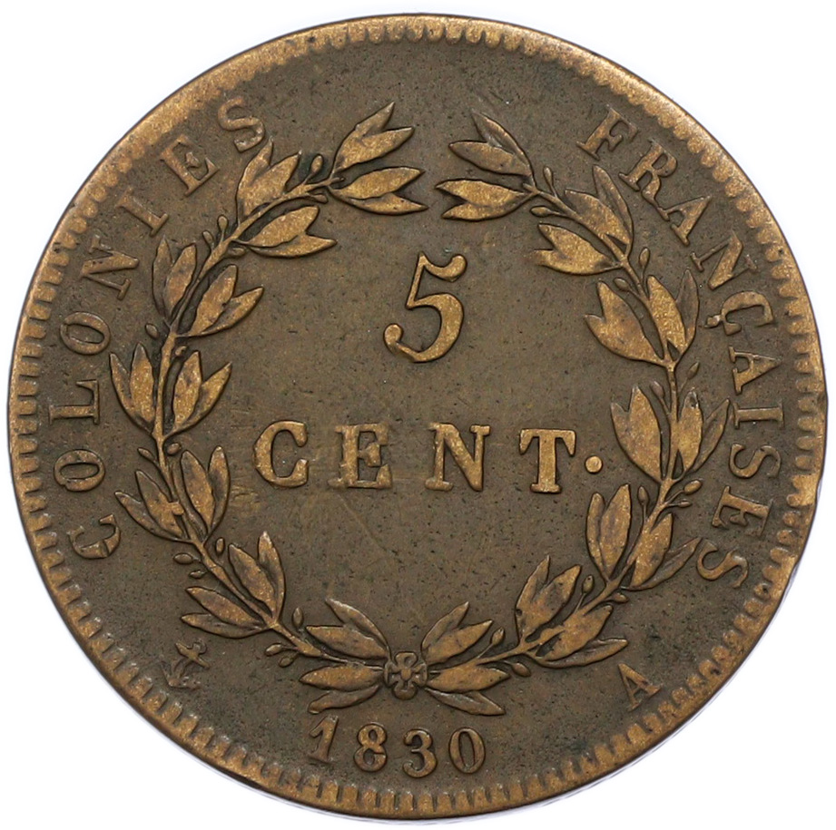 5 сантимов 1830 года Французские колонии (Французская Вест-Индия) — Фото №1