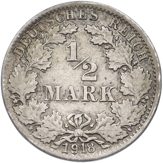 1/2 марки 1918 года J Германия — Фото №1