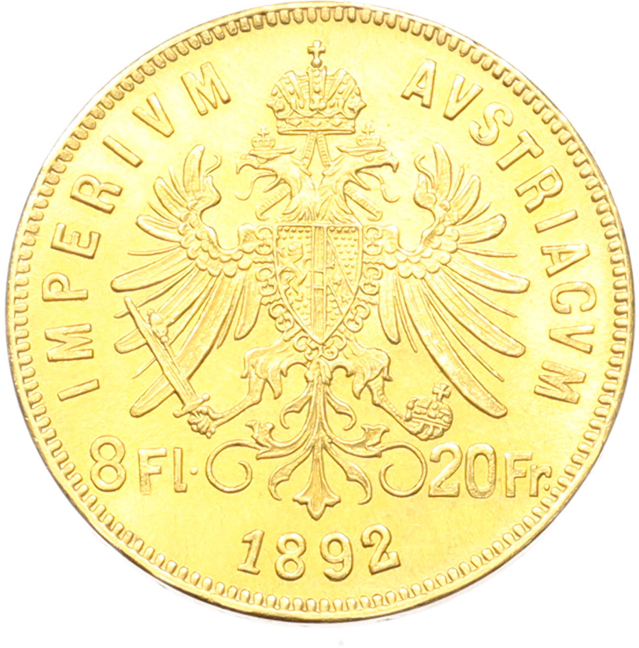 8 флоринов / 20 франков 1892 года Австрия — Фото №1