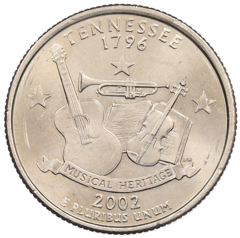 1/4 доллара (25 центов) 2002 года P США «Штаты и территории — Теннесси» — Фото №1