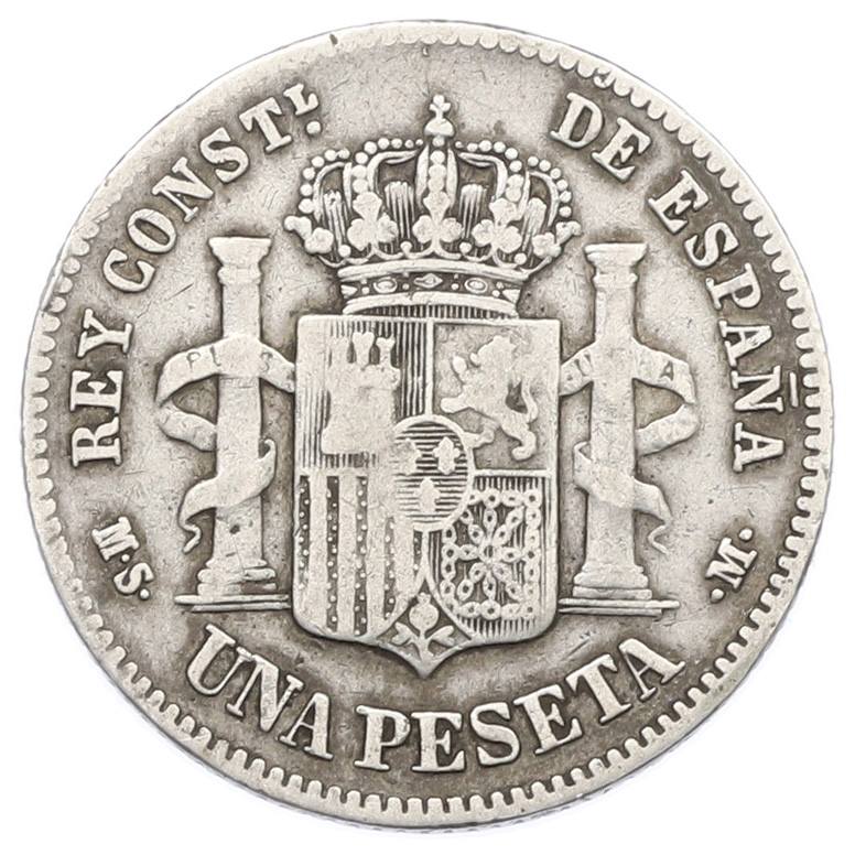 1 песета 1882 года Испания — Фото №2