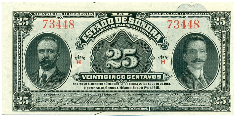 25 сентаво 1915 года Мексика (Провинция Сонора) — Фото №1