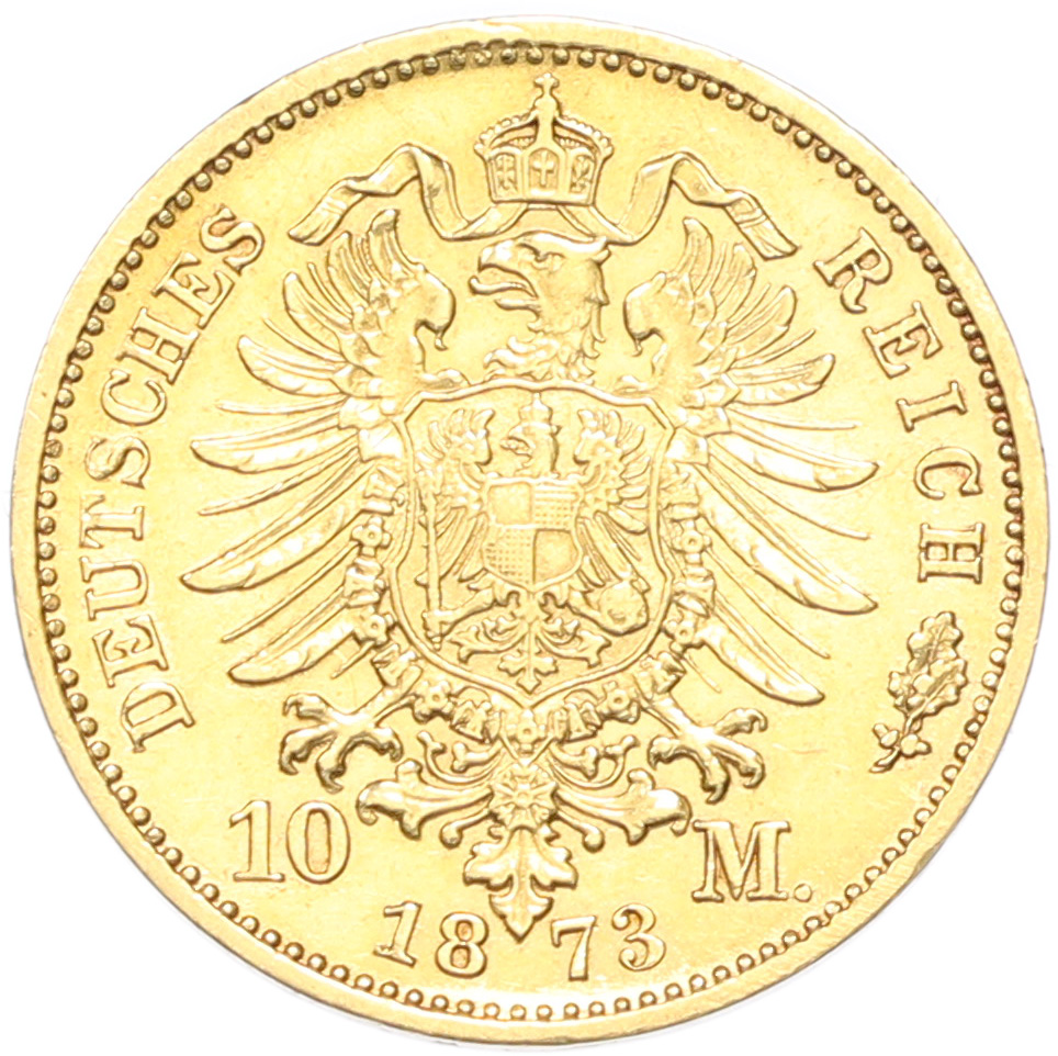 10 марок 1873 года G Германия (Баден) — Фото №2