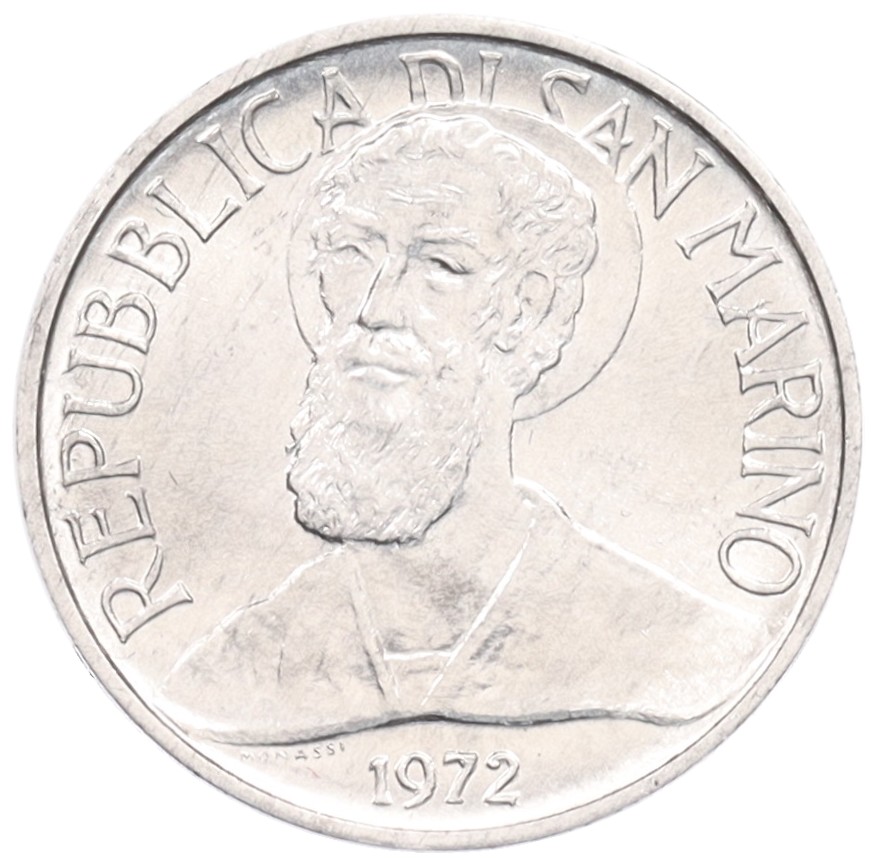 1 лира 1972 года Сан-Марино — Фото №2