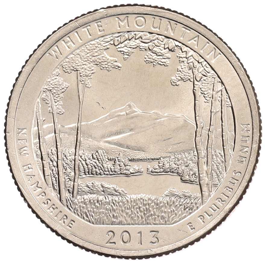 1/4 доллара (25 центов) 2013 года P США «Национальные парки — №16 Национальный лес Уайт-Маунтин» — Фото №1