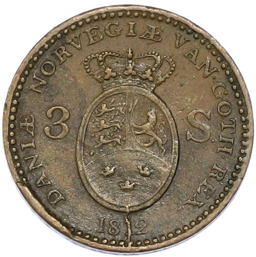 3 скиллинга 1812 года Дания — Фото №1