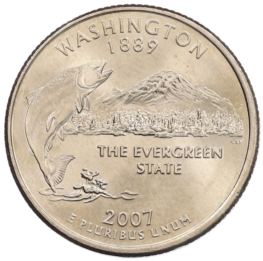 1/4 доллара (25 центов) 2007 года P США «Штаты и территории — Вашингтон» — Фото №1