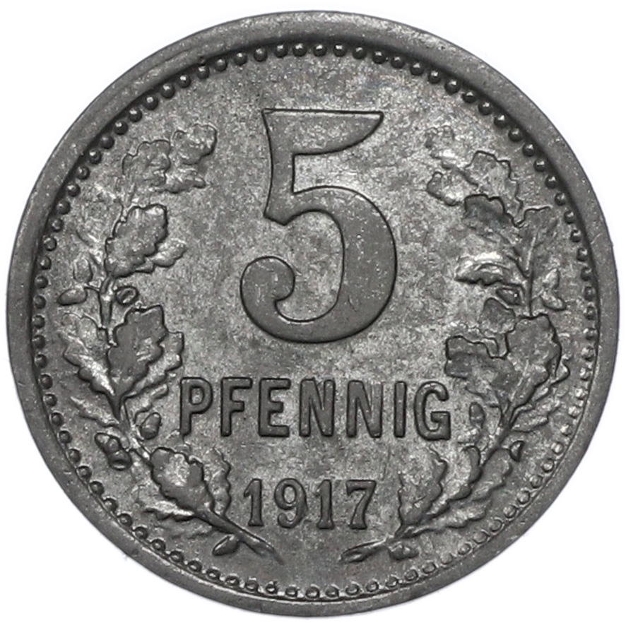 5 пфеннигов 1917 года Германия — регион Бонн и Зигкрейс (Нотгельд) — Фото №2