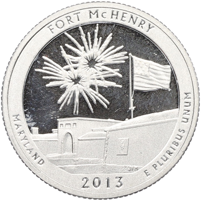 1/4 доллара (25 центов) 2013 года S США «Национальные парки — №19 Форт Мак-Генри» — Фото №1