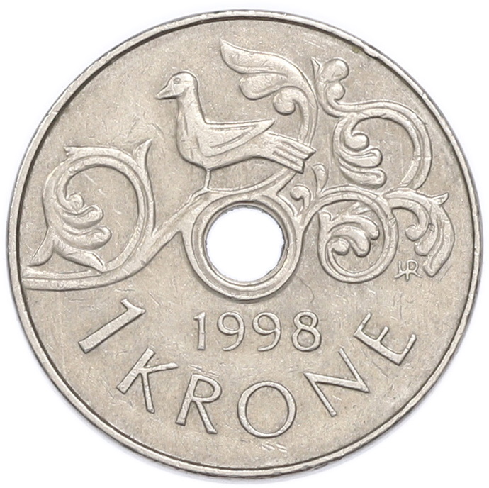 1 крона 1998 года Норвегия — Фото №1