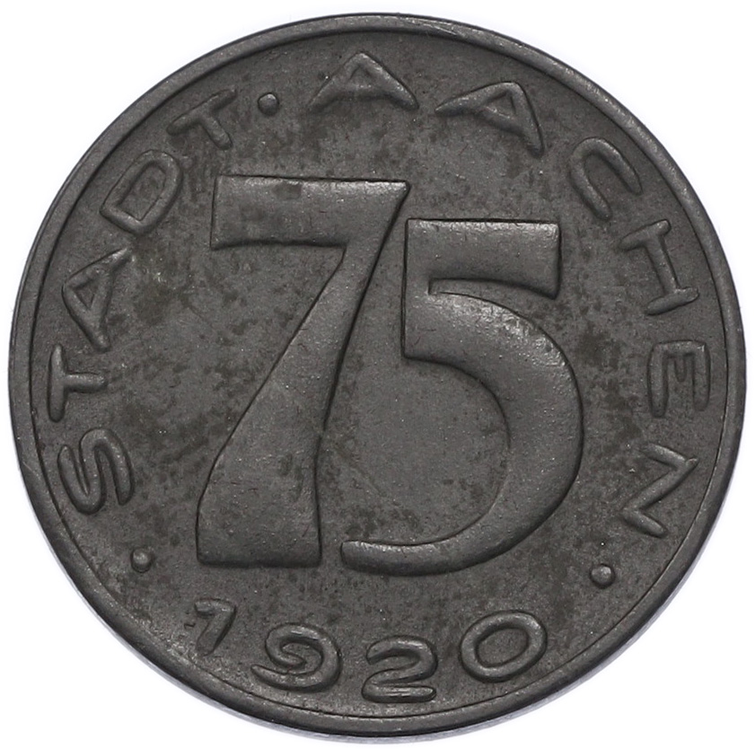 75 пфеннигов 1920 года Германия — город Аахен (Нотгельд) — Фото №2