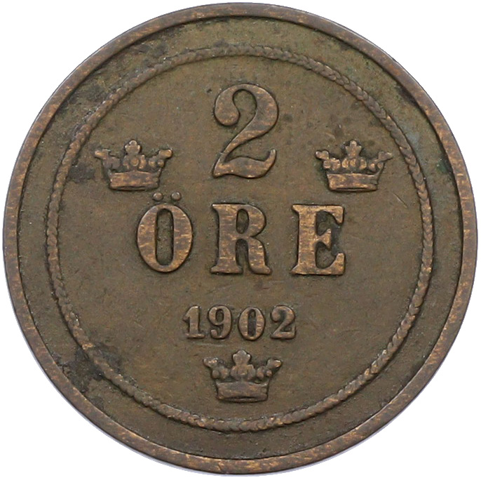 2 эре 1902 года Швеция — Фото №1