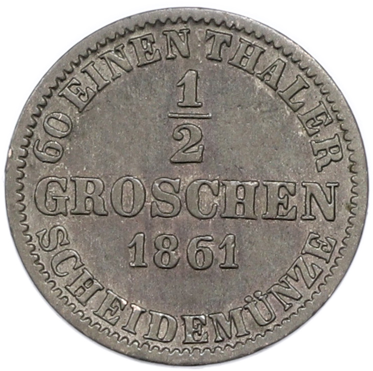 1/2 гроша 1861 года Ганновер — Фото №1
