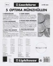 Листы для 15 монет Ø 42мм, 5 штук, формат Оптима, Leuchtturm — Фото №1