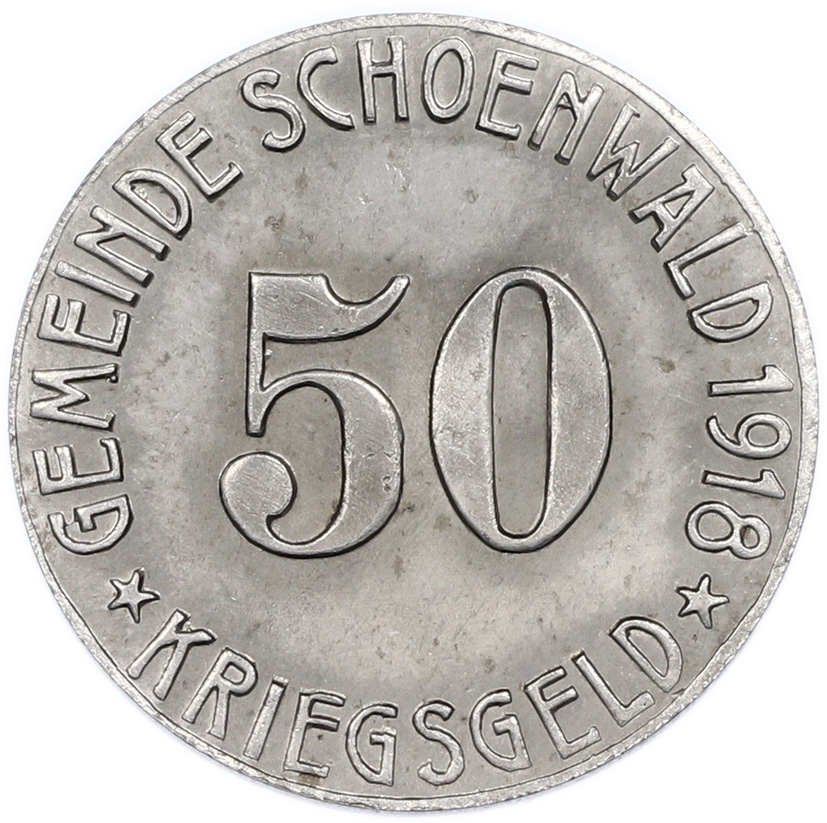 50 пфеннигов 1918 года Германия — община Шёнвальд (Нотгельд) — Фото №2