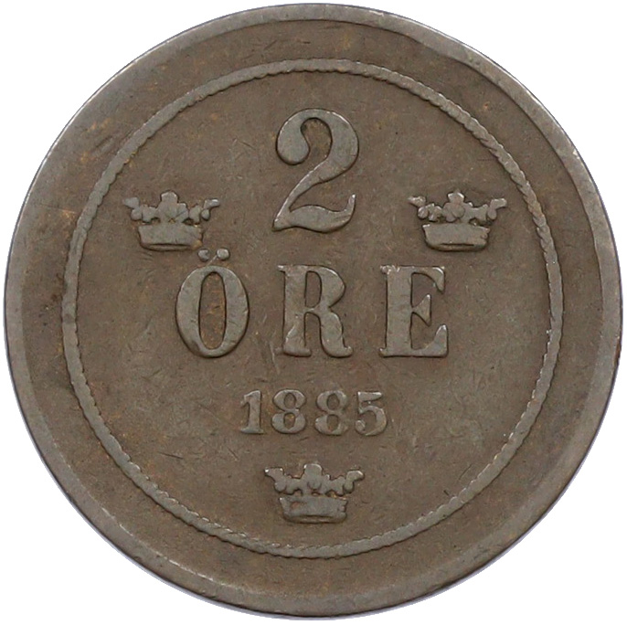 2 эре 1885 года Швеция — Фото №1