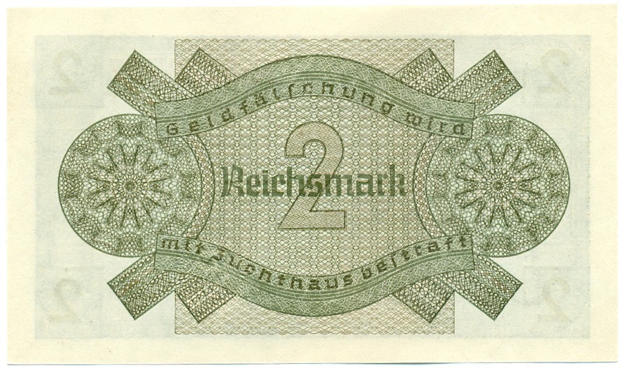 2 рейхсмарки 1940 года Германия (Для оккупированных территорий) — Фото №2