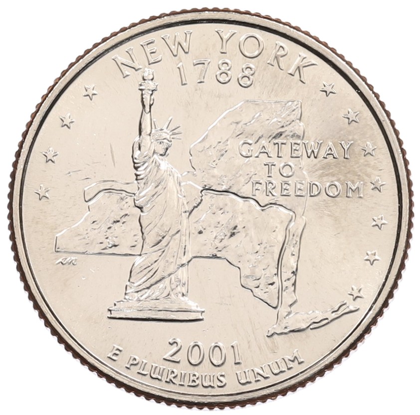 1/4 доллара (25 центов) 2001 года P США «Штаты и территории — Нью-Йорк» — Фото №1