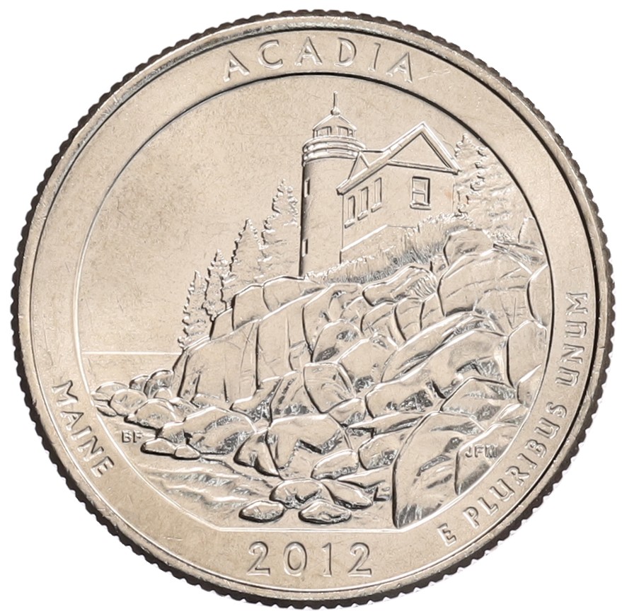 1/4 доллара (25 центов) 2012 года D США «Национальные парки — №13 Национальный парк Акадия» — Фото №1