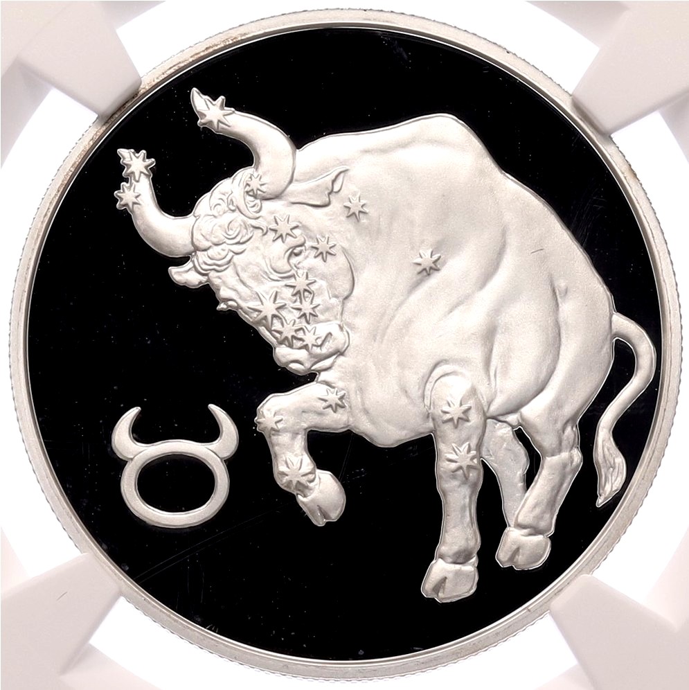 2 рубля 2003 года СПМД «Знаки зодиака — Телец» в слабе NGC (PF70 ULTRA CAMEO) — Фото №1