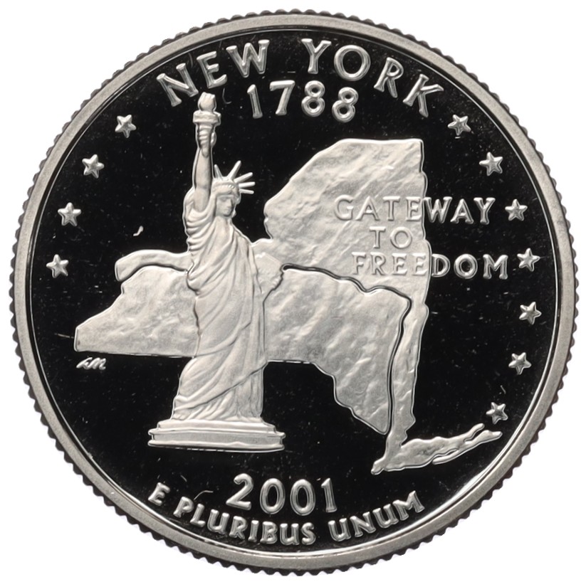 1/4 доллара (25 центов) 2001 года S США «Штаты и территории — Нью-Йорк» — Фото №1