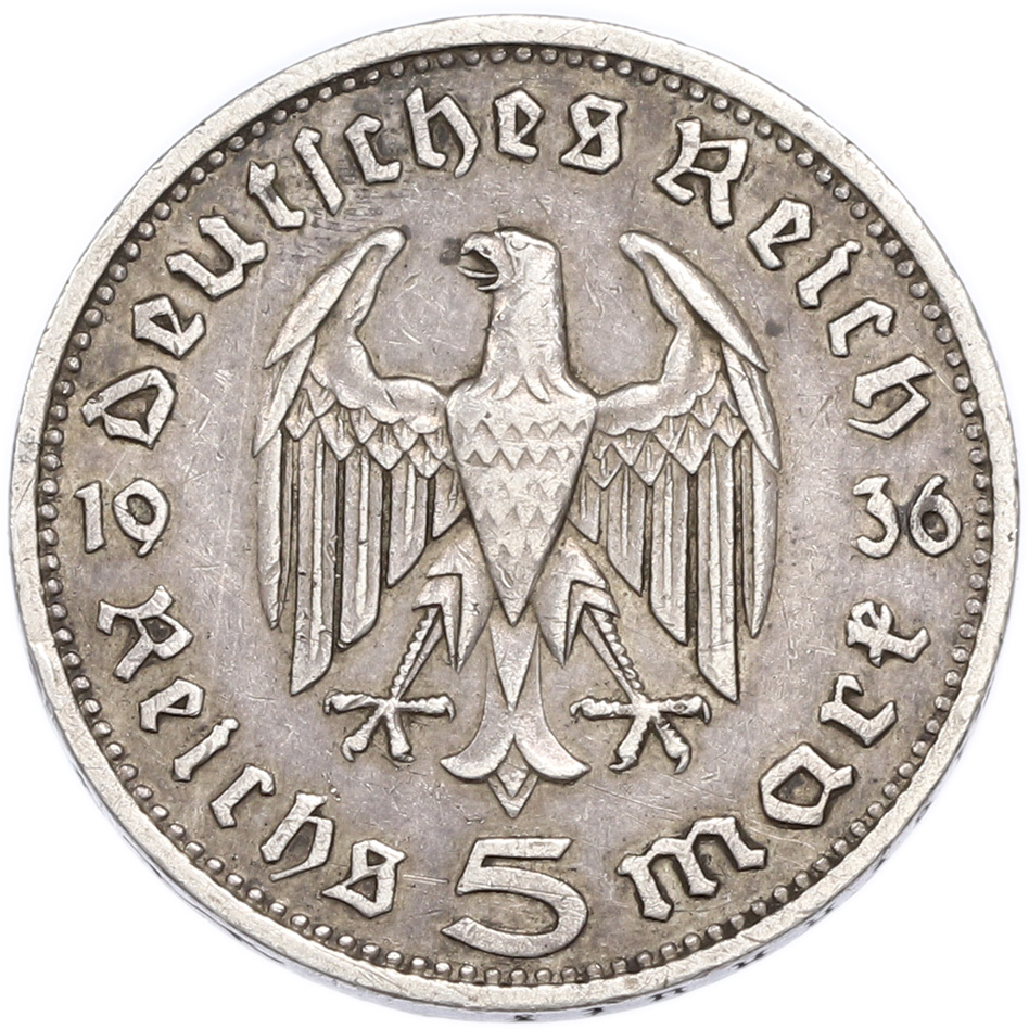 5 рейхсмарок 1936 года D Германия — Фото №1