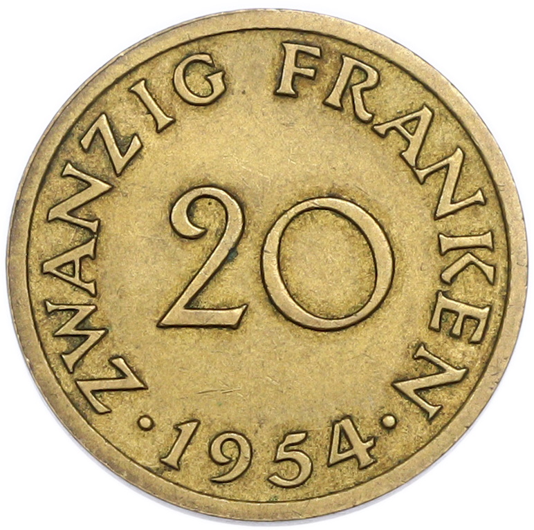 20 франков 1954 года Саар — Фото №1