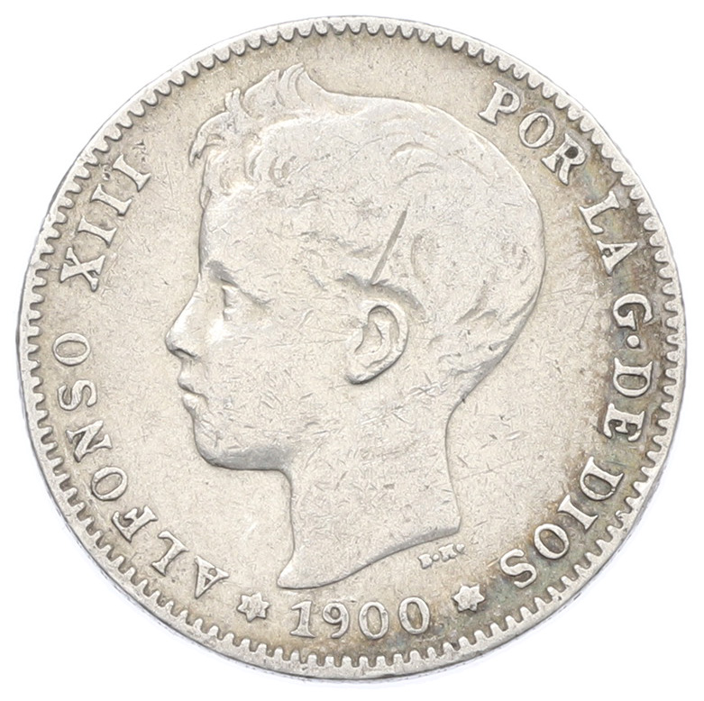 1 песета 1900 года Испания — Фото №1