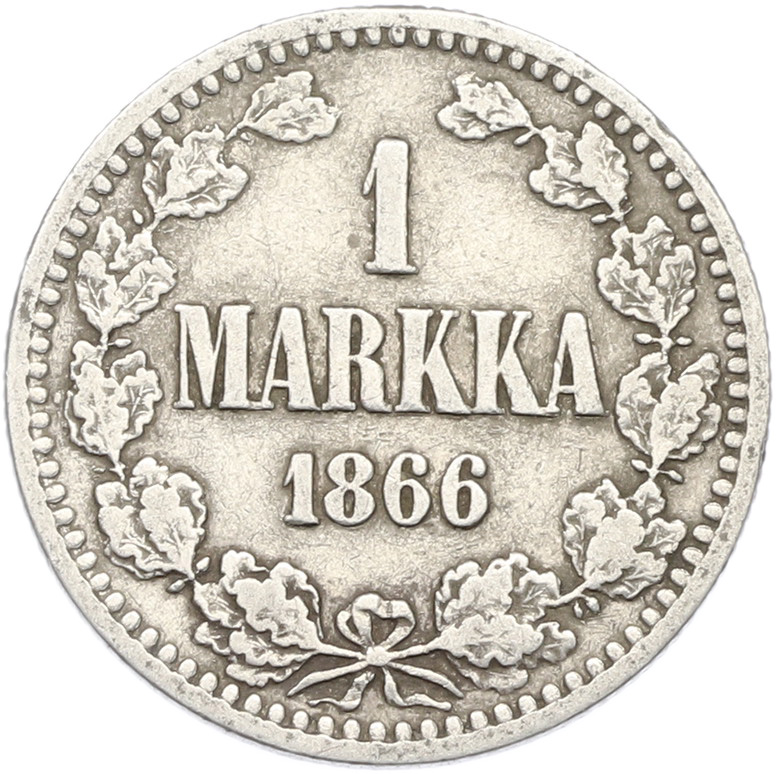 1 марка 1866 года Русская Финляндия — Фото №1