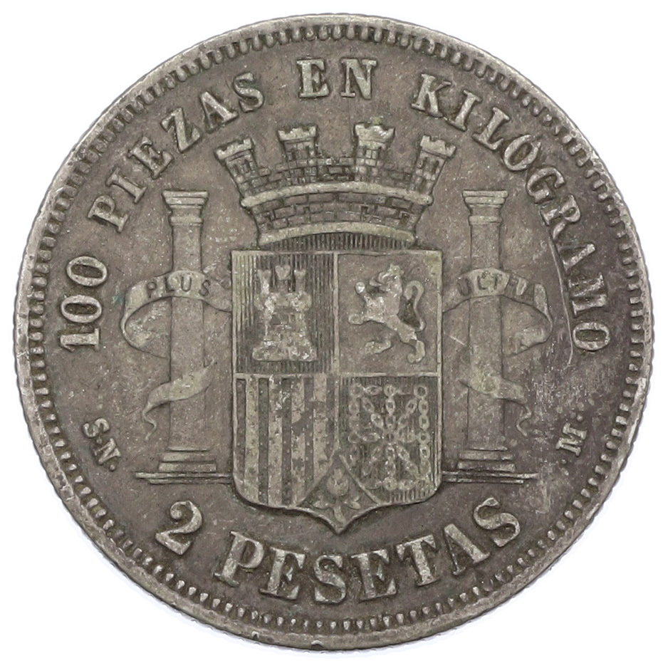 2 песеты 1869 года Испания — Фото №2