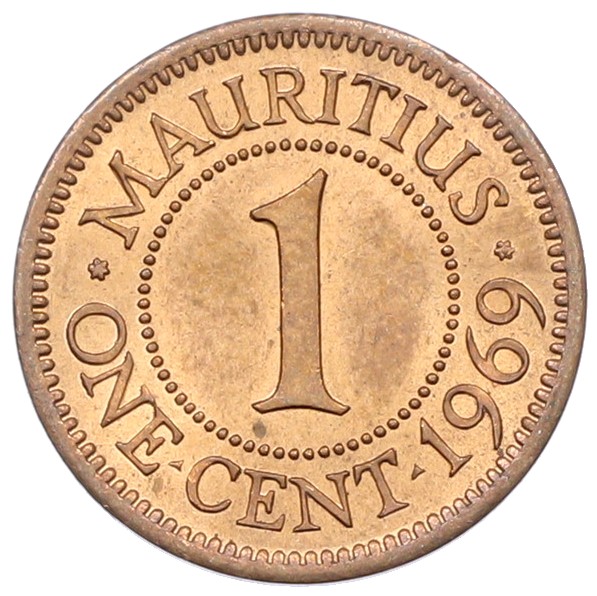 1 цент 1969 года Британский Маврикий — Фото №1