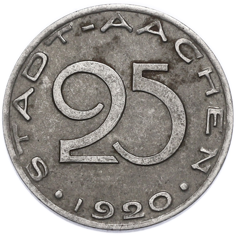 25 пфеннигов 1920 года Германия — город Аахен (Нотгельд) — Фото №2