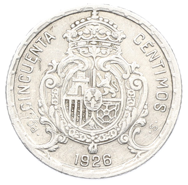 50 сентимо 1926 года Испания — Фото №2