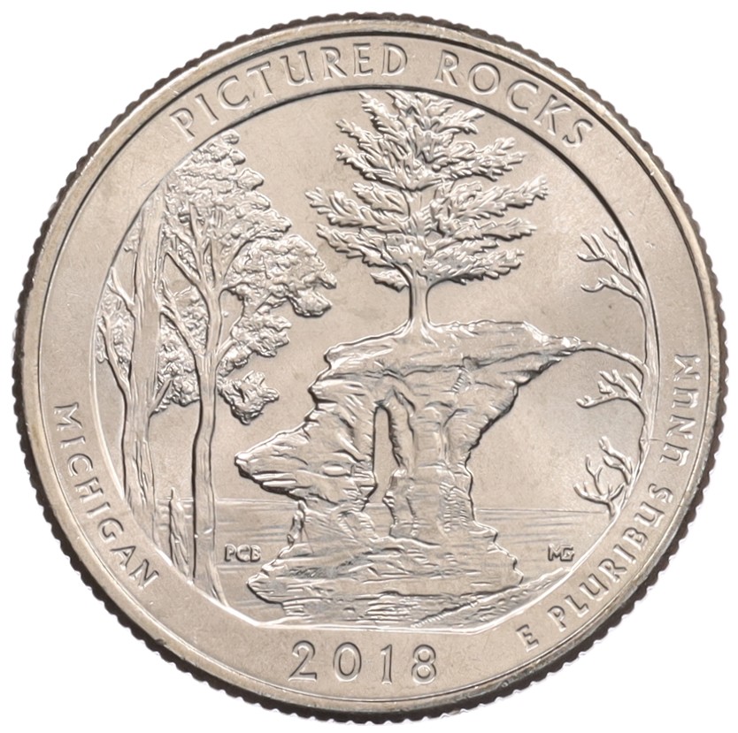 1/4 доллара (25 центов) 2018 года Р США «Национальные парки — №41 Национальное побережье живописных камней» — Фото №1