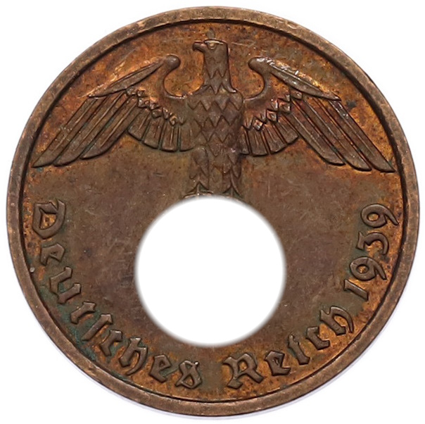 2 рейхспфеннига 1939 года F Германия — Фото №1