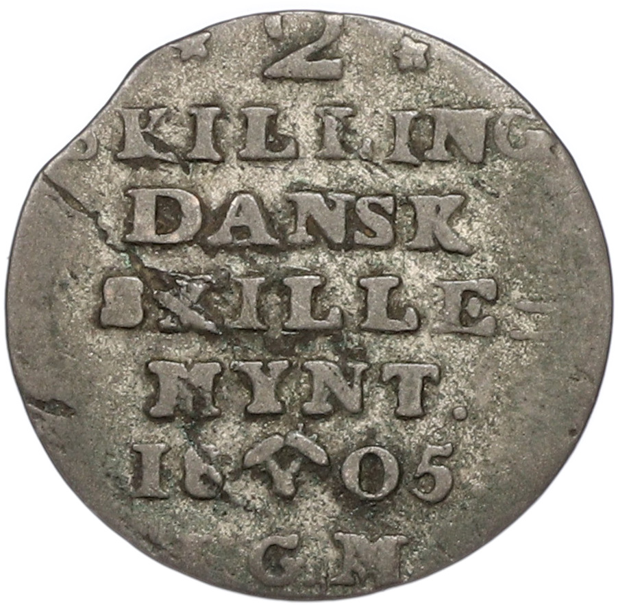 2 скиллинга 1805 года Дания — Фото №1